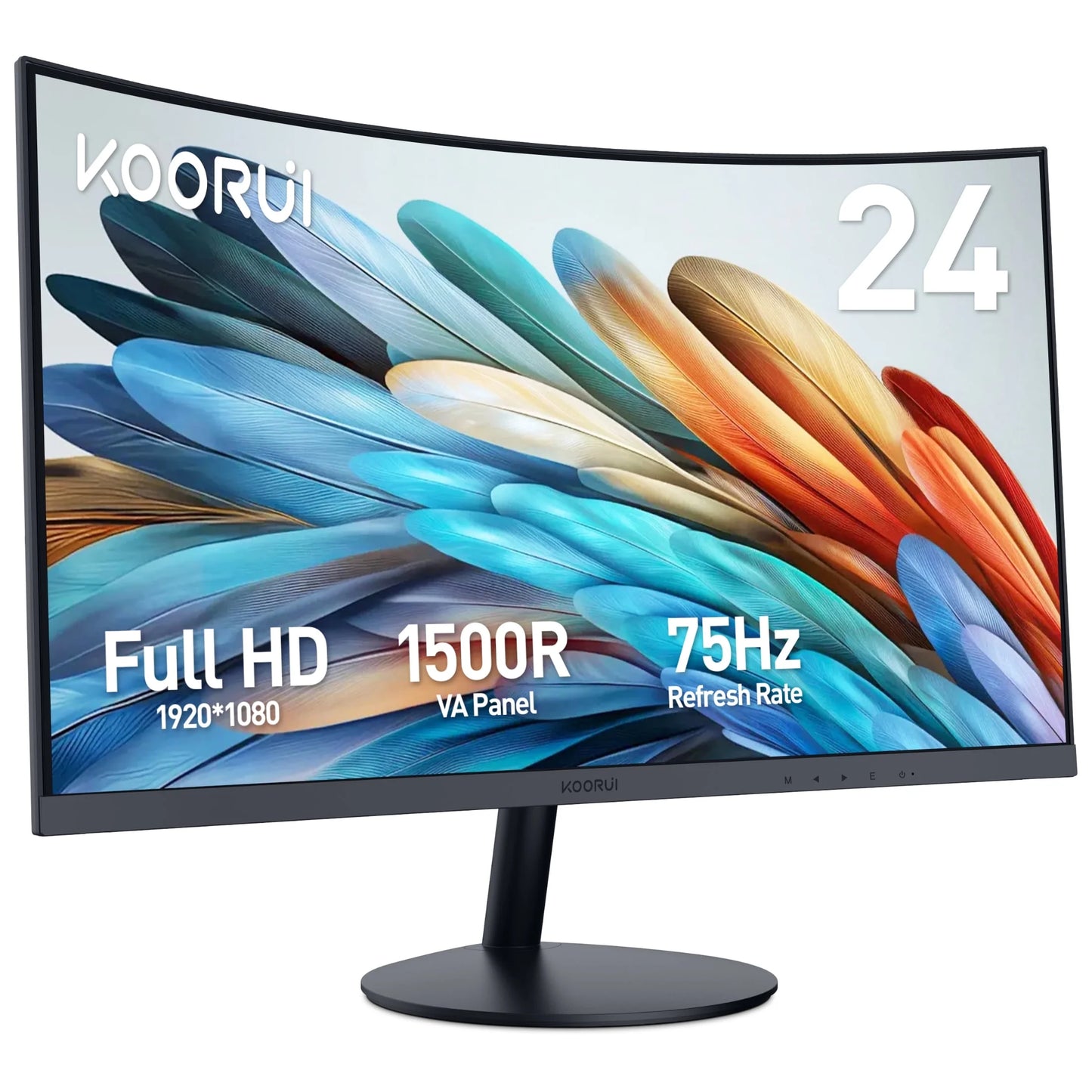 24 Inch Curved Computer Monitor, FHD 1080P 75Hz Desktop Monitors for Computer, HDMI&VGA Ports, Eye Care