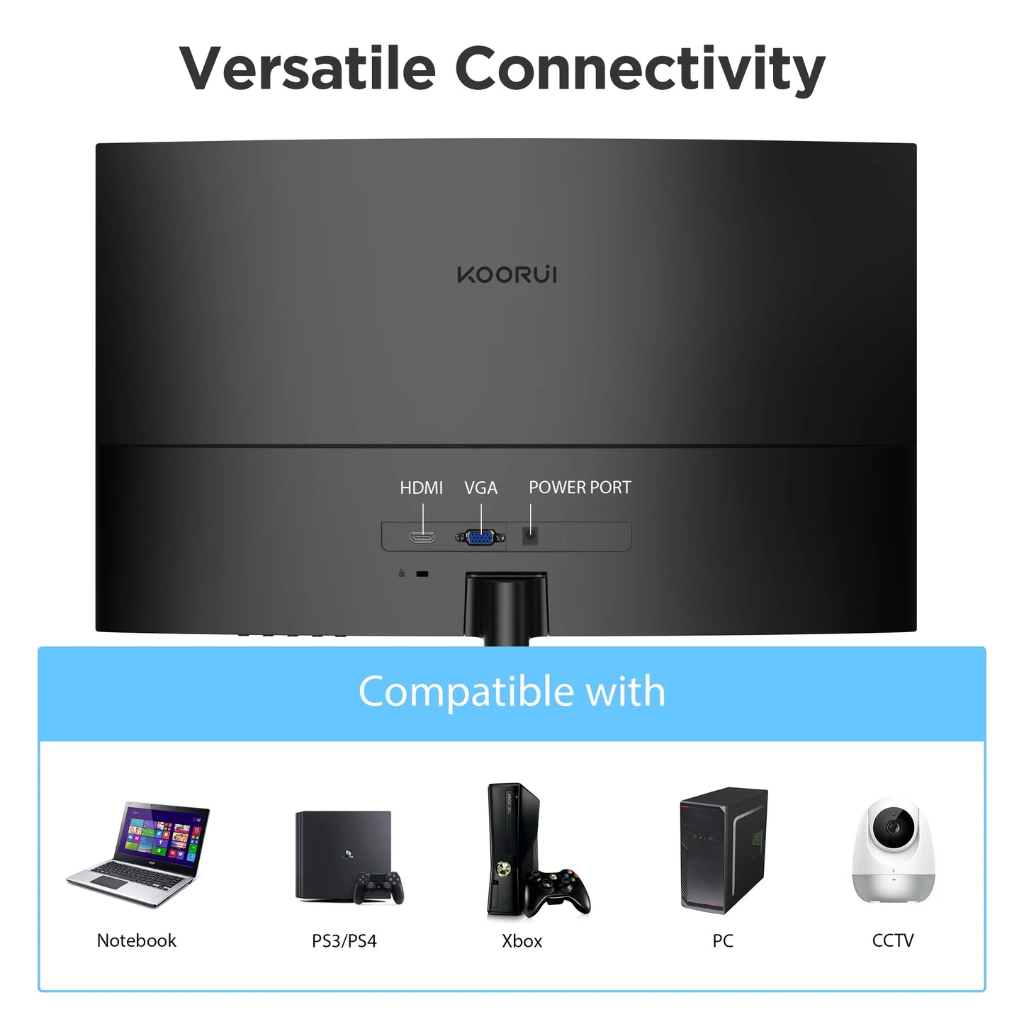 24 Inch Curved Computer Monitor, FHD 1080P 75Hz Desktop Monitors for Computer, HDMI&VGA Ports, Eye Care