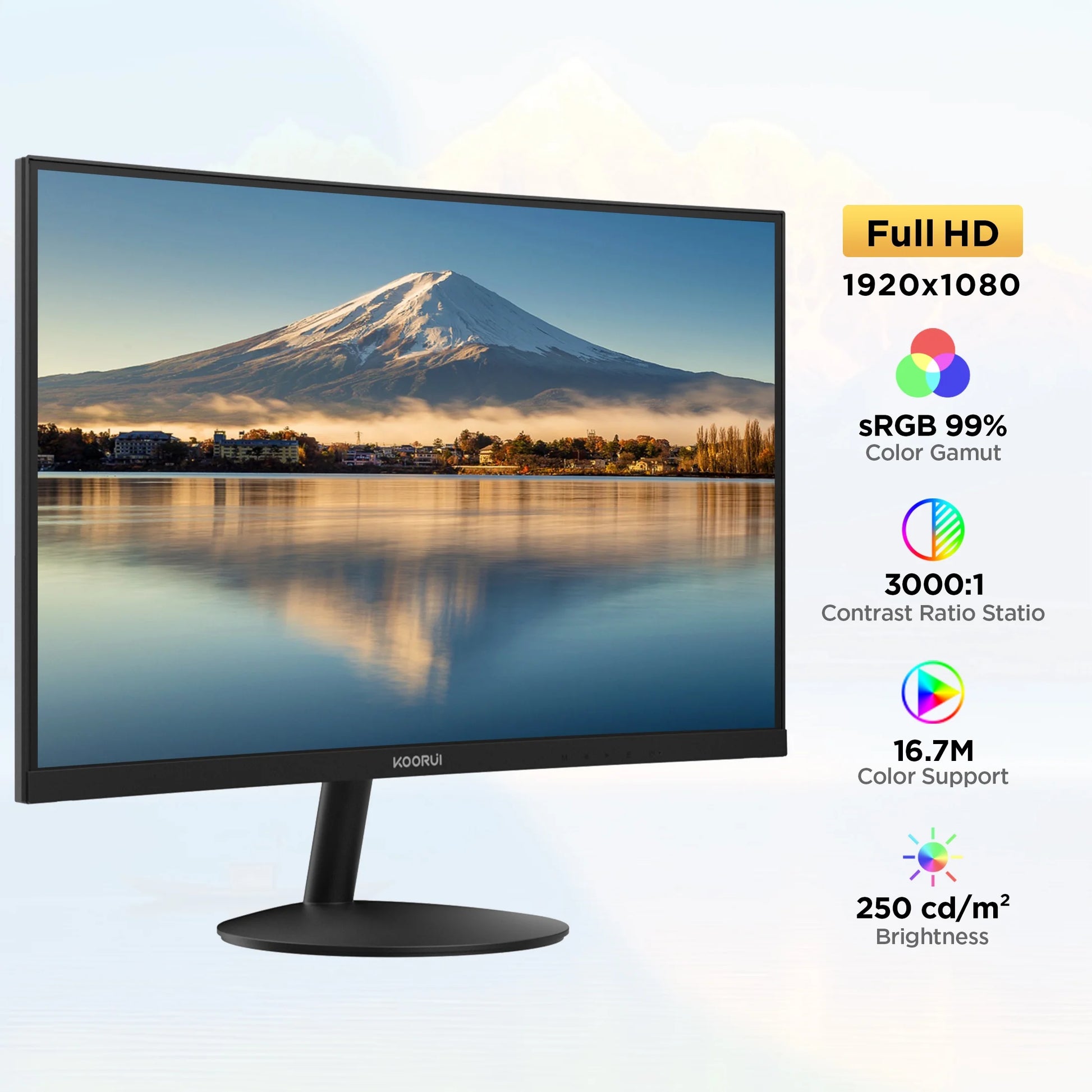 24 Inch Curved Computer Monitor, FHD 1080P 75Hz Desktop Monitors for Computer, HDMI&VGA Ports, Eye Care