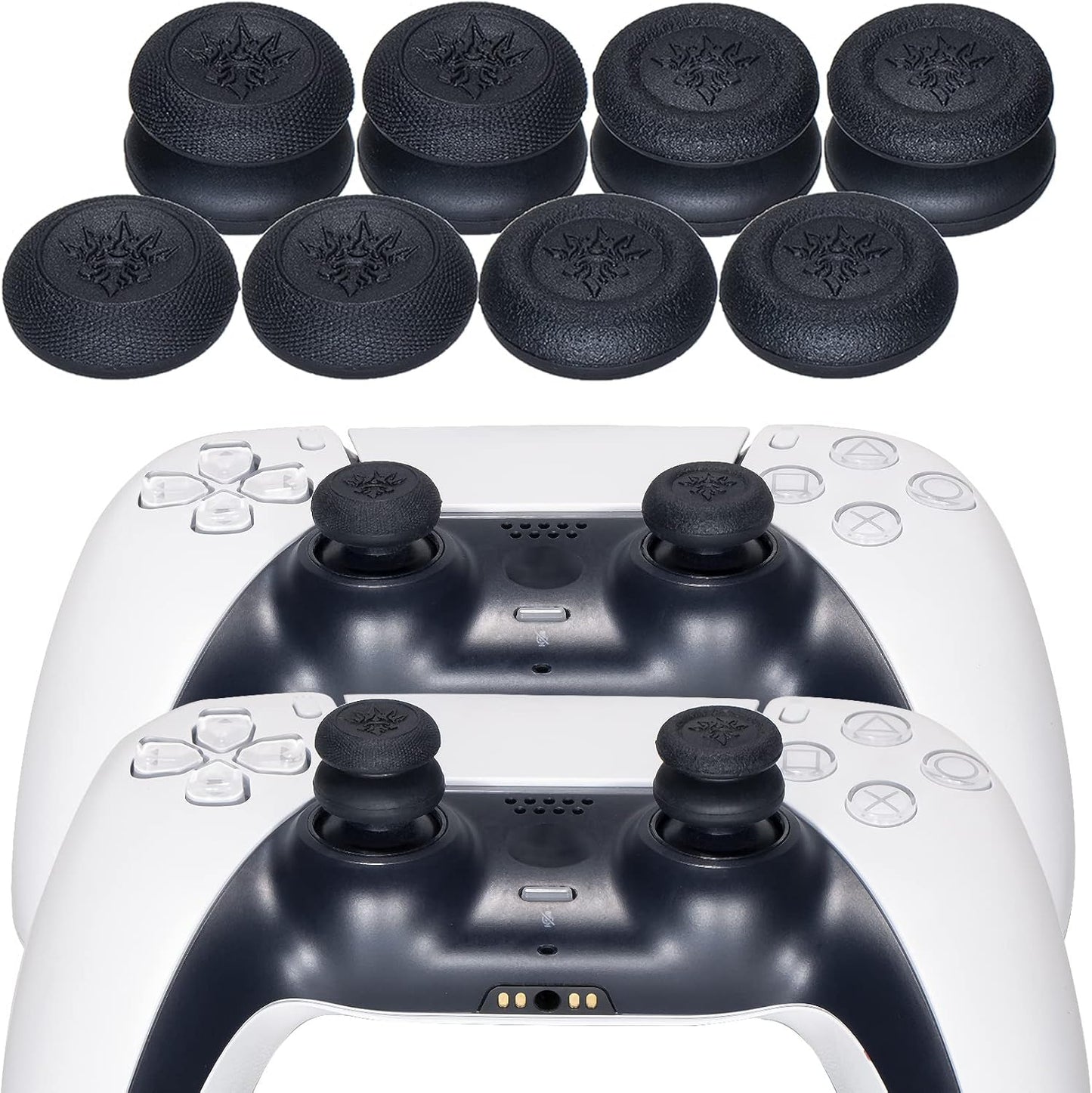 Laser Carving Silicone Skin for PS5 Controller X 1(Skulls Blue) with Exclusive Thumb Grips X 8