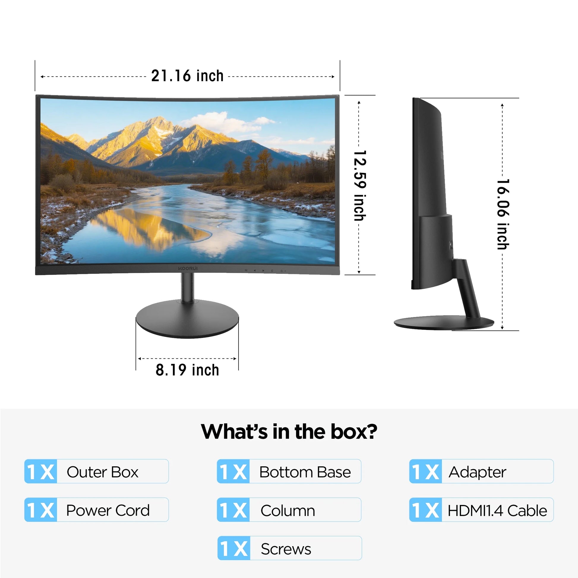 24 Inch Curved Computer Monitor, FHD 1080P 75Hz Desktop Monitors for Computer, HDMI&VGA Ports, Eye Care