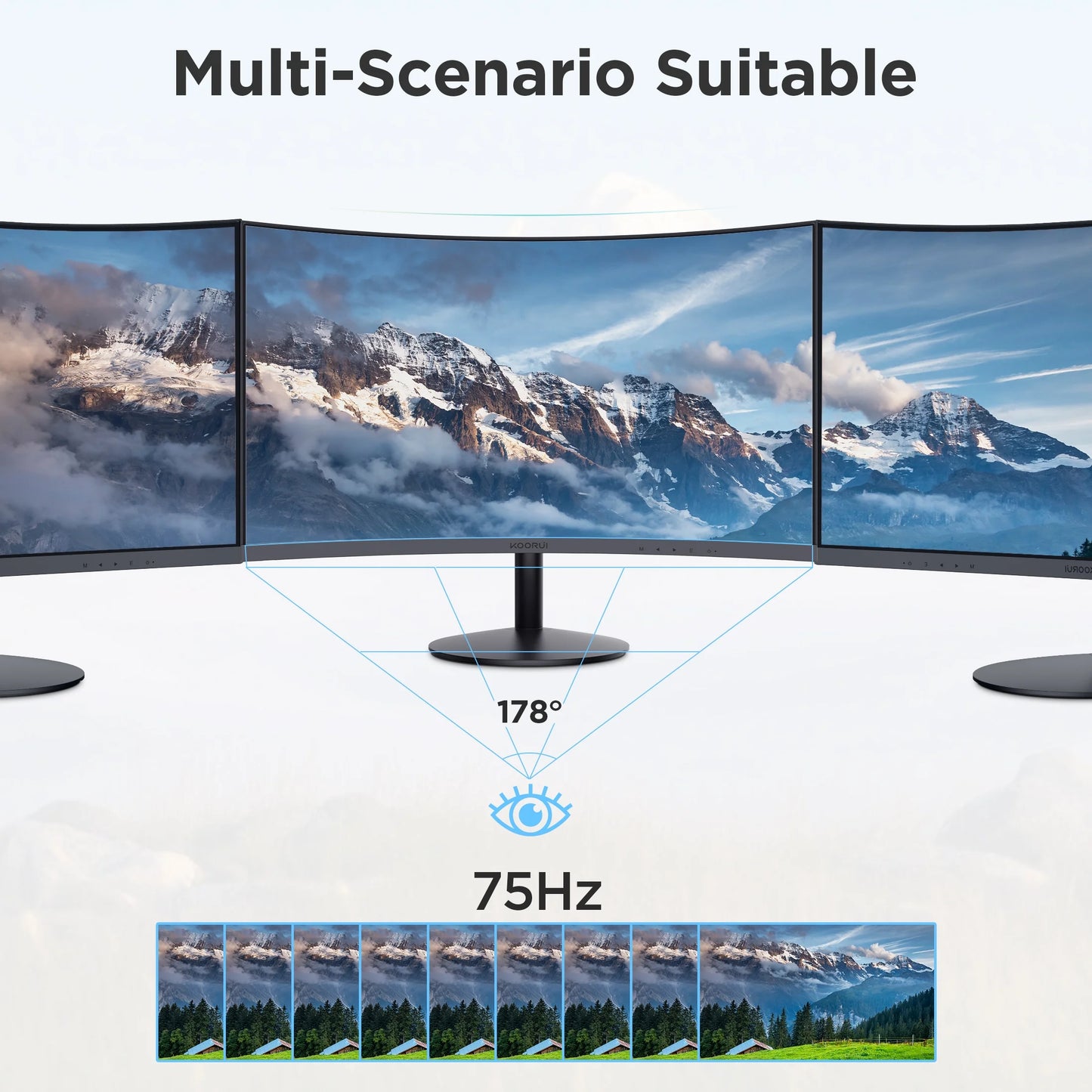 24 Inch Curved Computer Monitor, FHD 1080P 75Hz Desktop Monitors for Computer, HDMI&VGA Ports, Eye Care