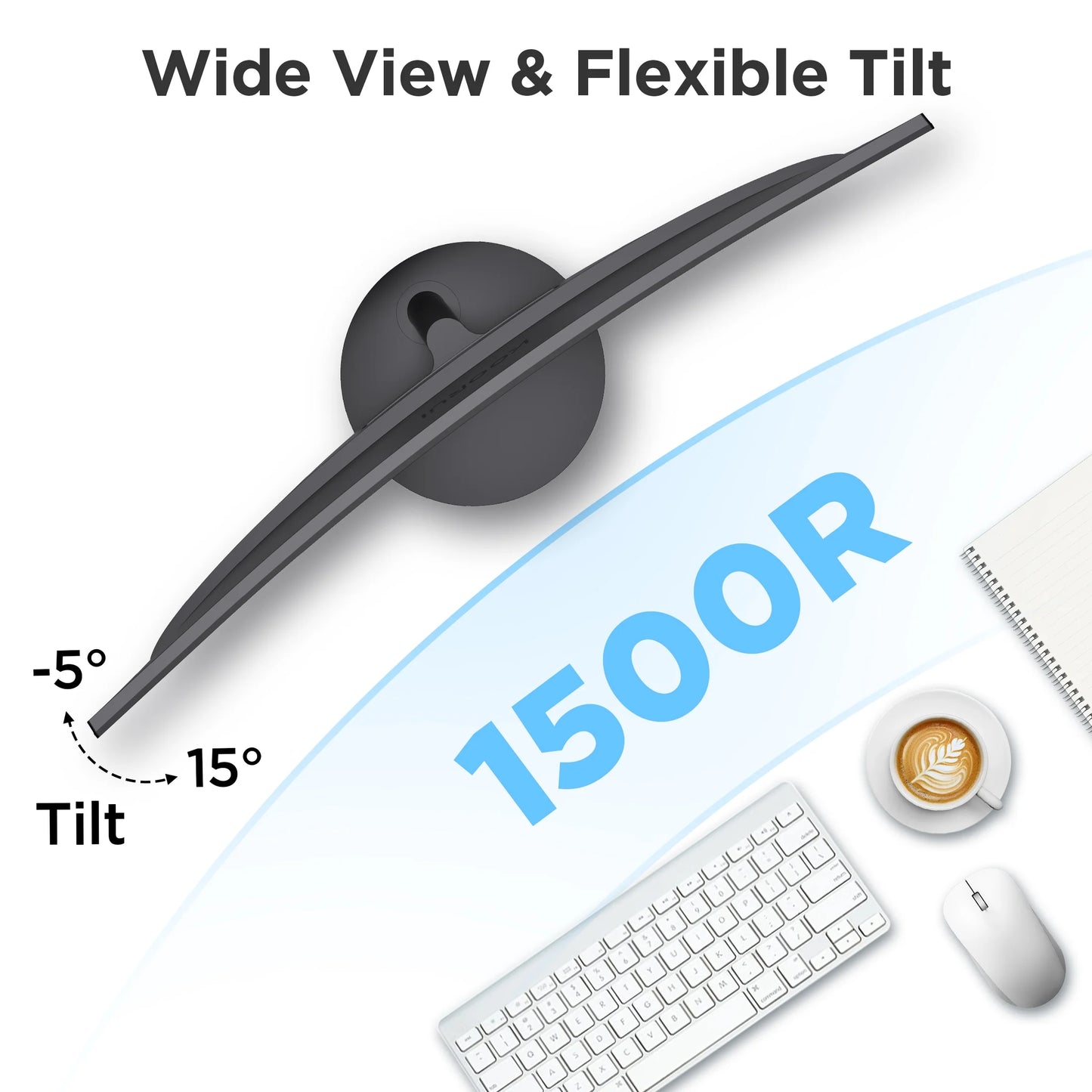 24 Inch Curved Computer Monitor, FHD 1080P 75Hz Desktop Monitors for Computer, HDMI&VGA Ports, Eye Care